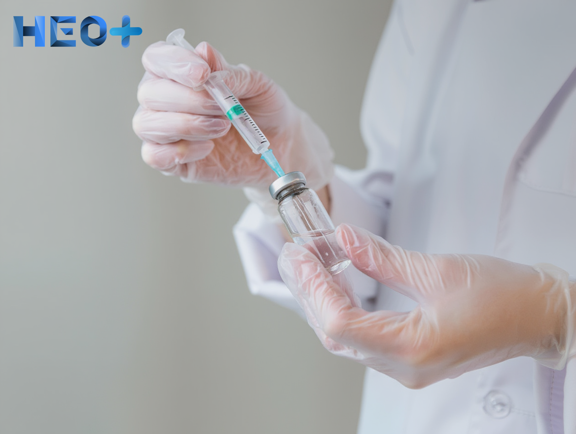 Врач вводит лекарство в шприц из ампулы